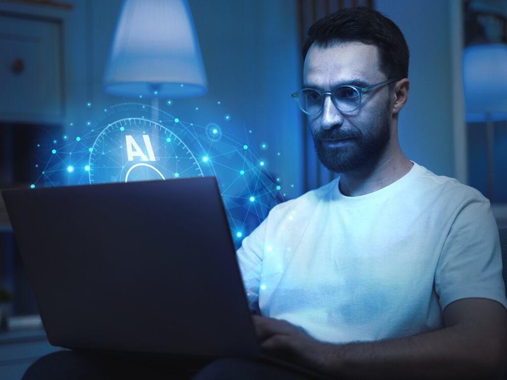 Person using AI on their laptop